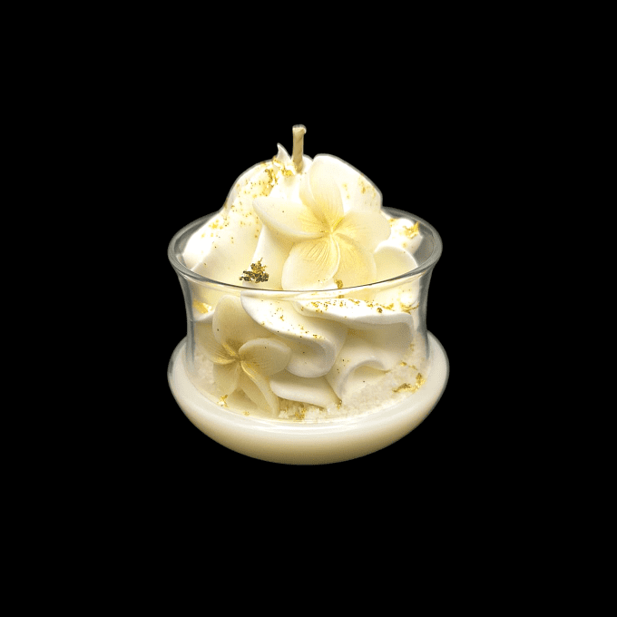 Bougie gourmande sous cloche parfum Monoi