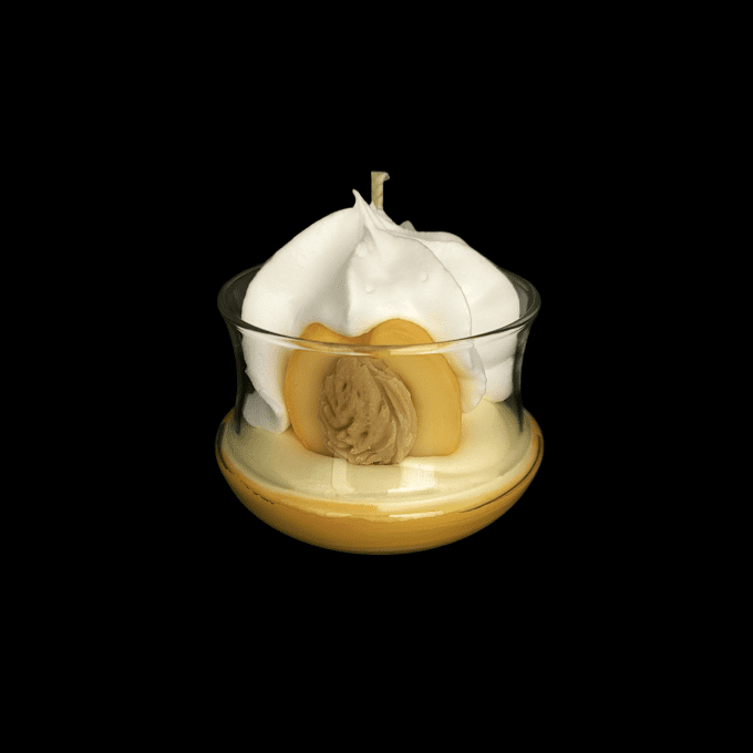 Bougie gourmande sous cloche parfum Pêche