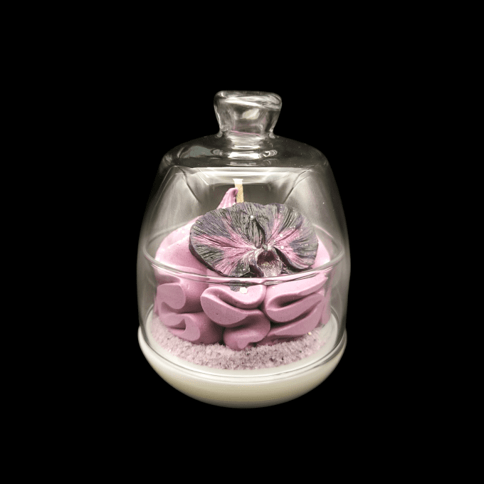 Bougie gourmande sous cloche parfum Orchidée Perle noire