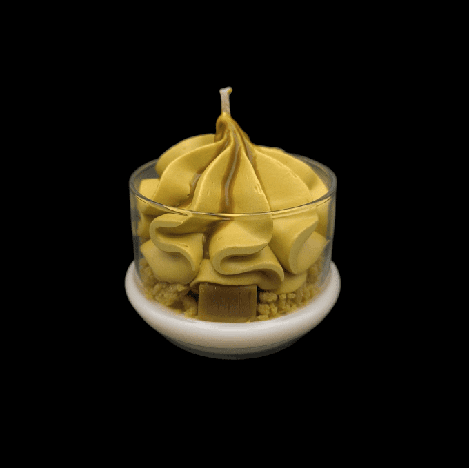 Bougie gourmande sous cloche parfum Caramel au beurre salé