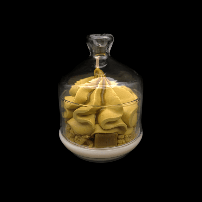 Bougie gourmande sous cloche parfum Caramel au beurre salé