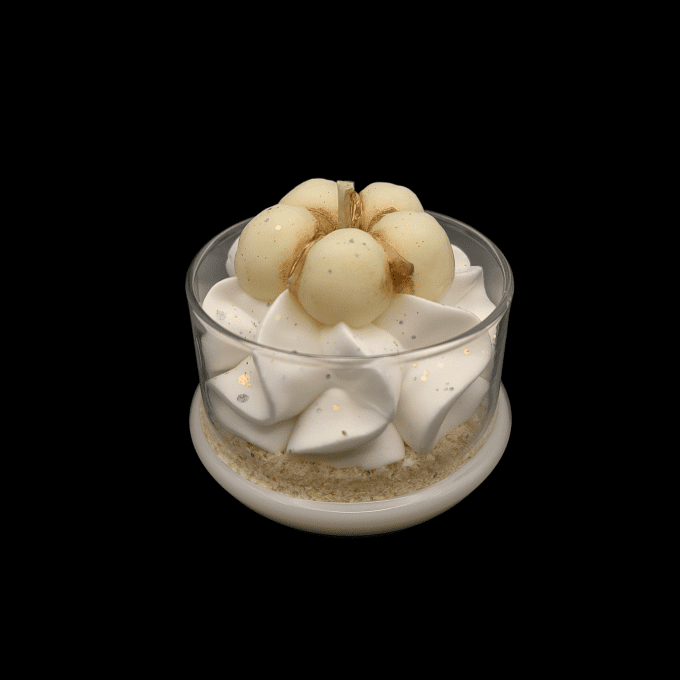 Bougie gourmande sous cloche parfum Fleur de coton