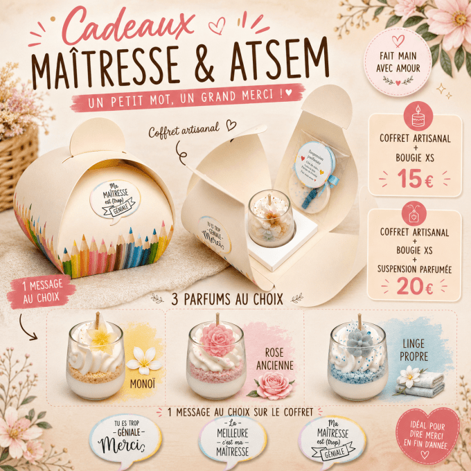 Boite cadeau petit coffret "merci maîtresse"  