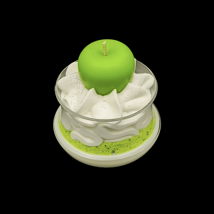 Bougie gourmande sous cloche parfum Pomme verte