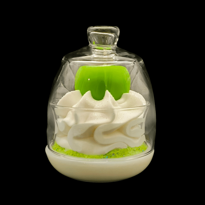 Bougie gourmande sous cloche parfum Pomme verte
