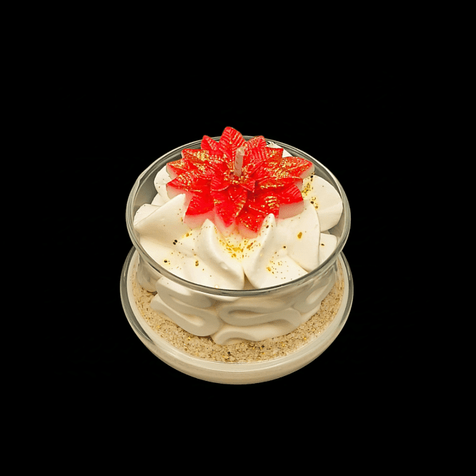 Bougie gourmande sous cloche parfum Fleur de Noël